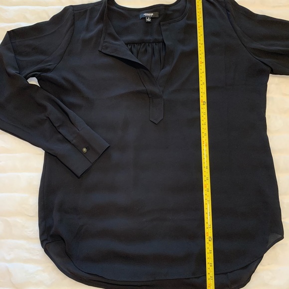 Black Deep V Popover Blouse Long Sleeves - Picture 5 of 8